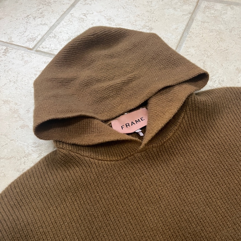 Frame Cashmere Brown Hooded Knit Sweater - Picture 2 of 5
